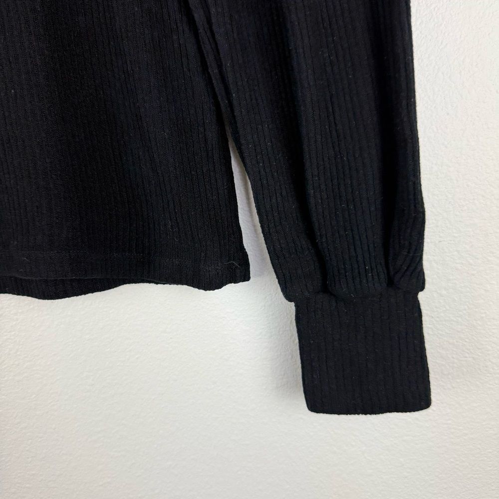 Reformation‎ Black Ribbed Puff Shoulder Long Sleeve Womens Size XS/S - Picture 5 of 11